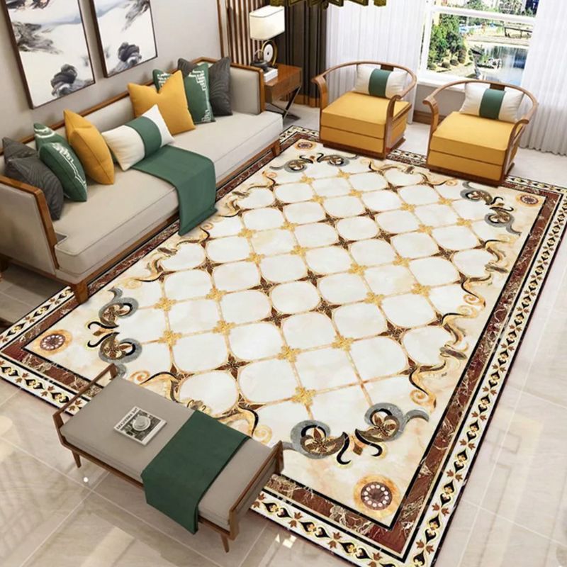 Gorgeous Classic Rug Marble Print Indoor Carpet Polyester Friendly Washable Rug for Living Room