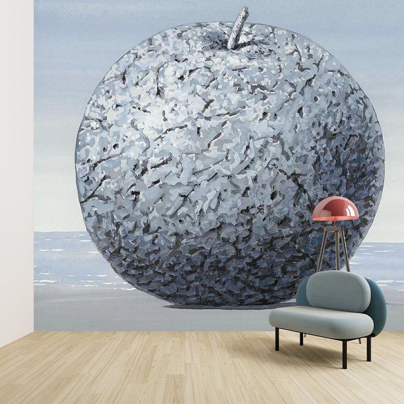 Giant Apple Wall Covering Murals for Living Room, Grey-Blue, Personalized Size Available