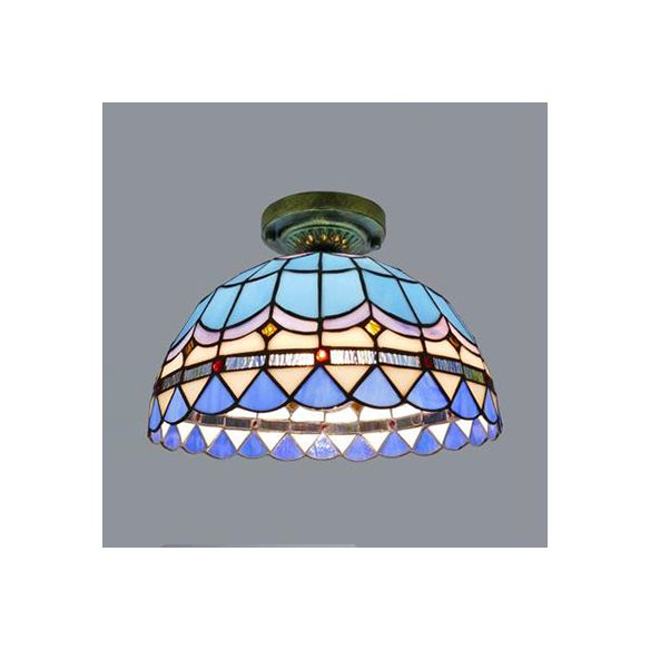 Tiffany Style Victorian/Flower/Pearl/Barroque Lámpara Flush Lámpara Tombra de vidrio 1 Cabeza de montaje Fancos en latón/bronce antiguo para sala de estar