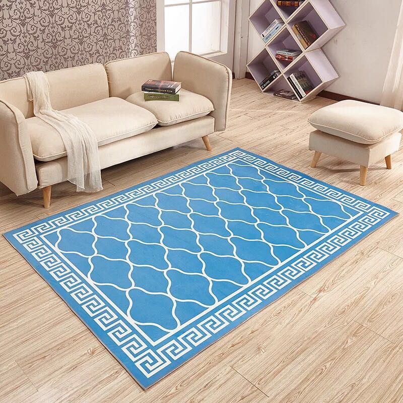 Fancy Living Room Carpet Modern Geometric Print Polyester Area Rug Anti-Slip Area Rug