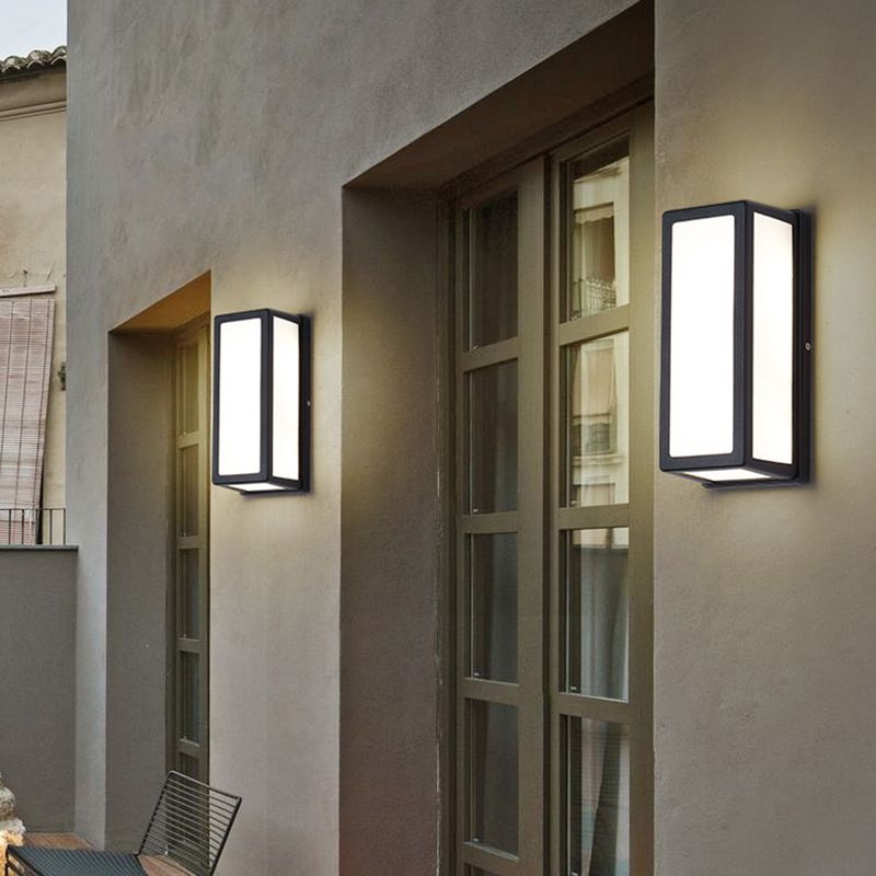 Moderner Stil rechteckiger Wandlampe Leuchte Metall 1 Lichtwandmontierte Beleuchtung in Schwarz