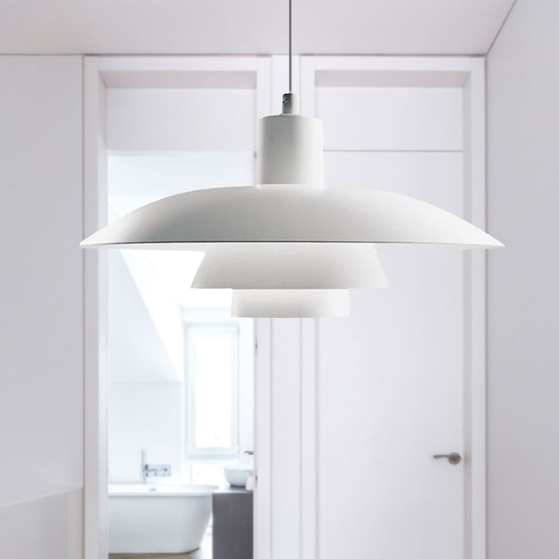 Lampada a sospensione con soffitto a più livelli di design Nordic Metal 1 head a sospensione rosa/bianco con tonalità svasata per soggiorno