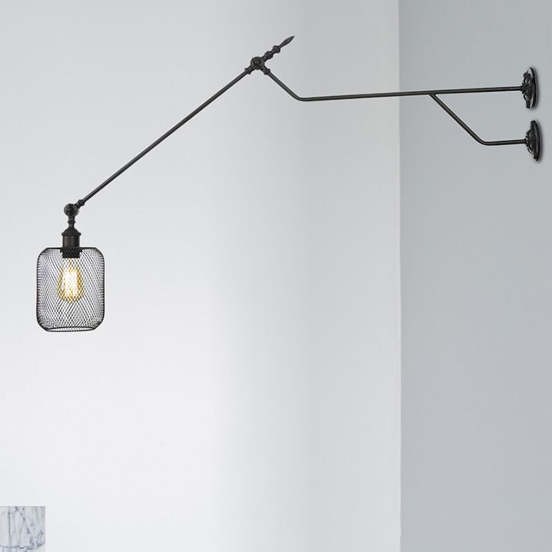 1 Light Metal Wall Lamp Industrial Black Cylinder/Bottle Shade Indoor Sconce Light Fixture