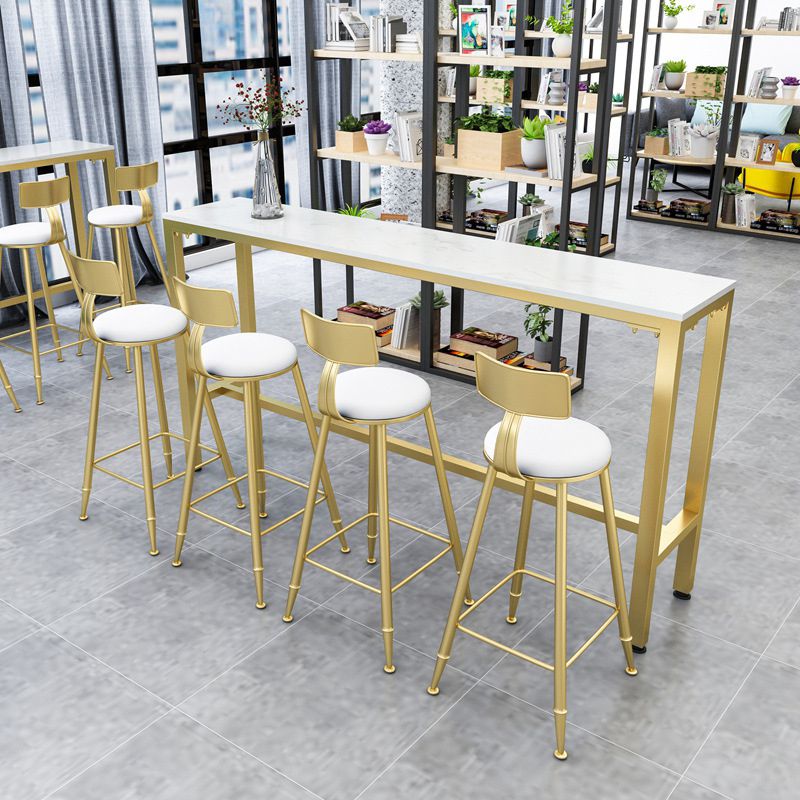 Glam Cushion Bar Stool Backrest Barstool with Gold Metal Legs