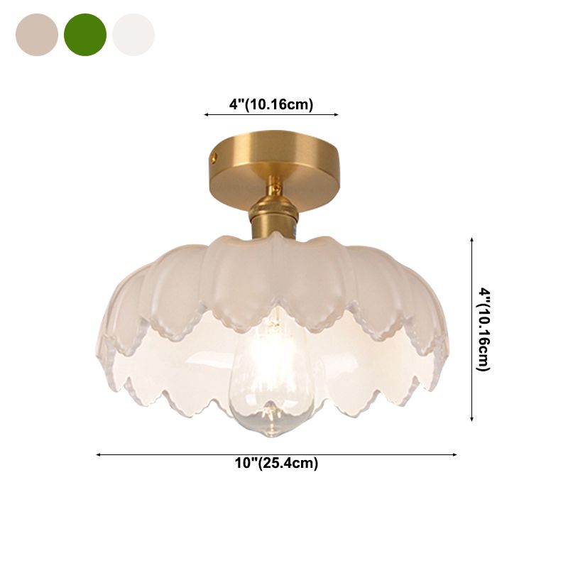Modern Creative Lotus Shape Ceiling Lamp Copper 1 Light Flush Mount