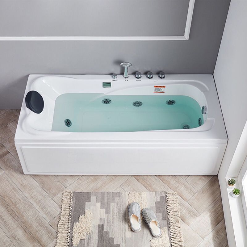 Modern Back to Wall Bathtub Rectangular White Acrylic Soaking Tub