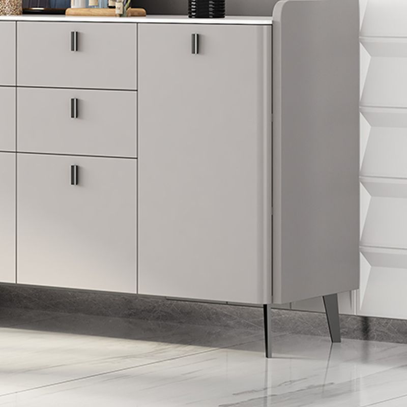 Contemporary Dining Server with Drawers Gray Sideboard Table