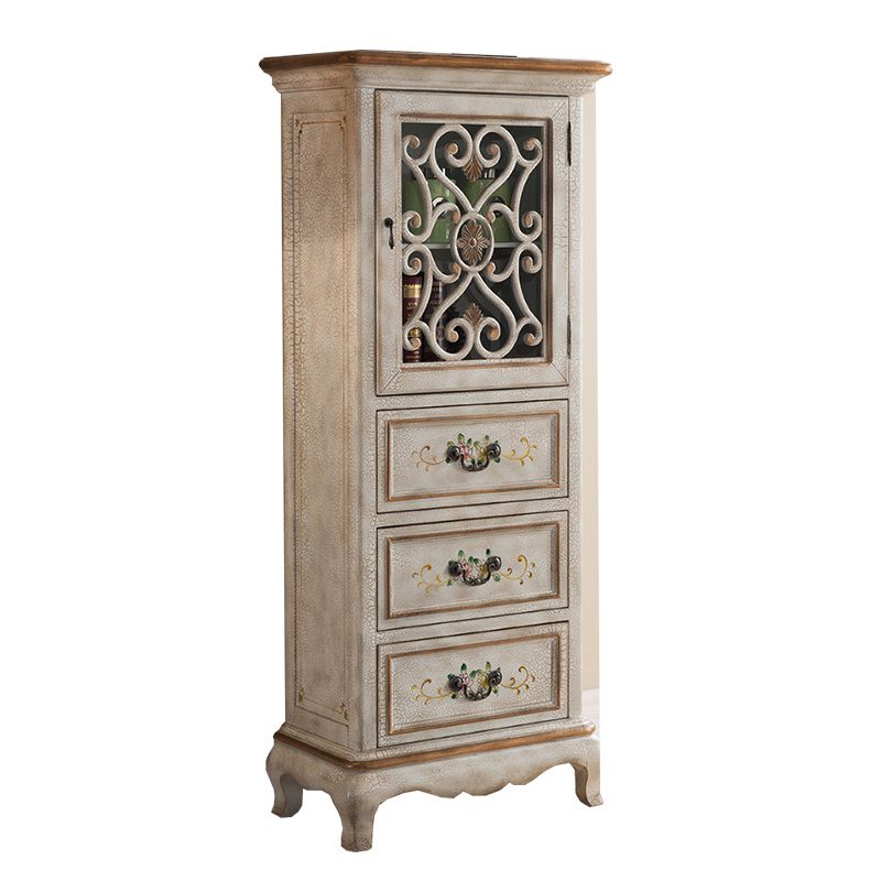 Industrial Cabriole Legs Accent Cabinet Solid Wood Storage Cabinet with Drawer
