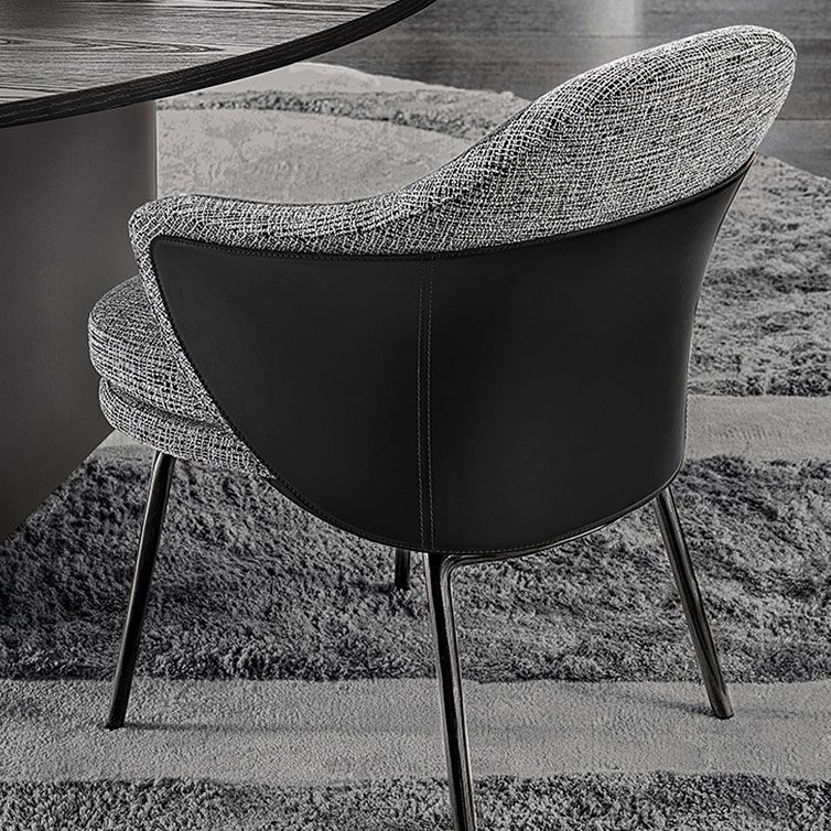 Silla de comedor de metal moderno, silla lateral de tela para uso en restaurantes