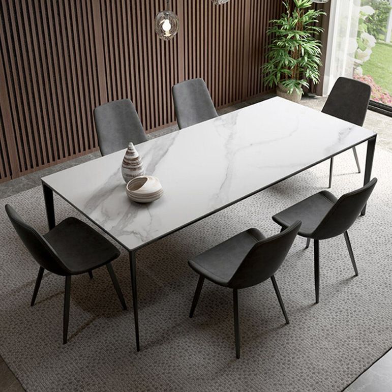 Industrial Sintered Stone Table 4 Legs Aviation Aluminum Base Rectangle Table for Home