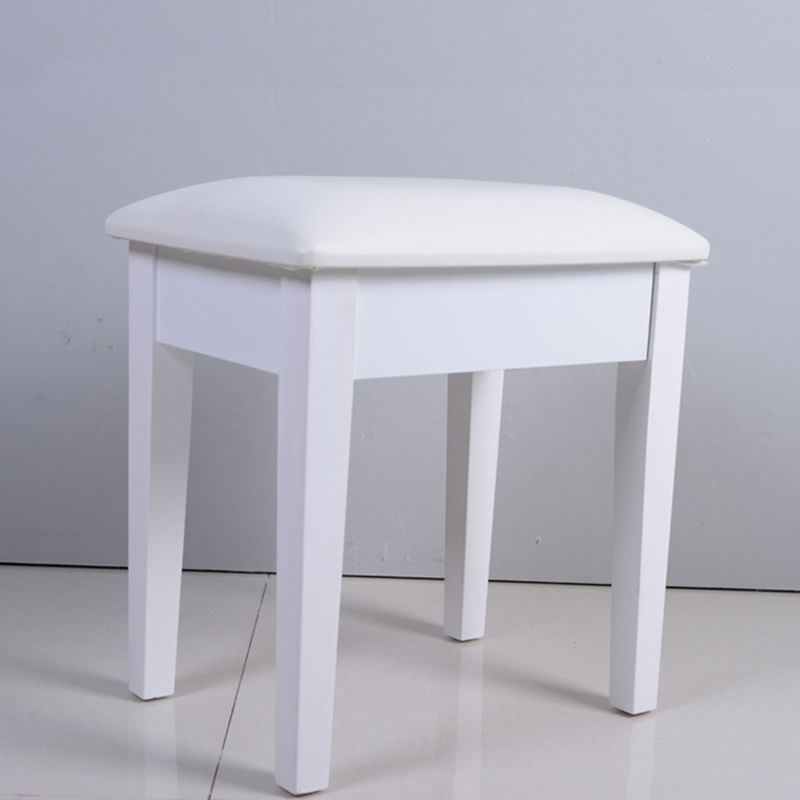 Flip Single Mirror Vanity Desk Double Drawers Straight Feet Dresser in White