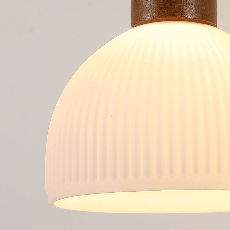 1-Light Wall Lamp Modern Wooden Wall Mount Lamp with Glass Shade for Living Room
