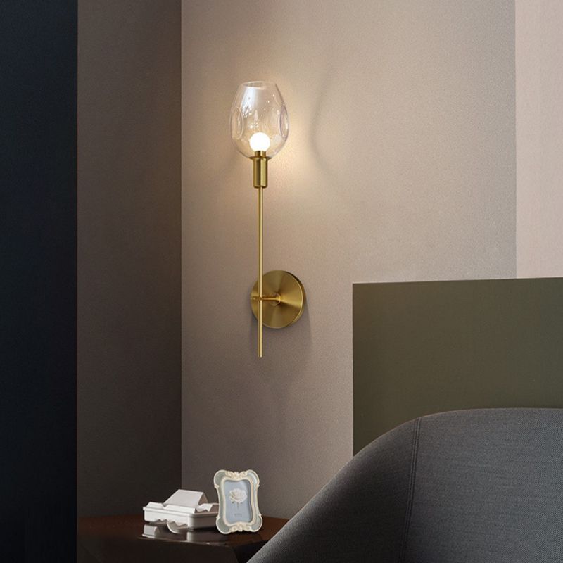 1 Light Wall Mounted Light Fixture Modern Wall Mounted Lighting in Gold