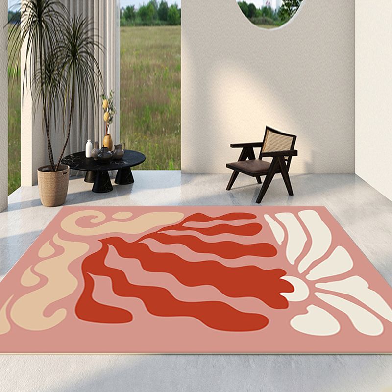 Modern Orange Rug Pattern Graphic Rug Washable Indoor Rug for Home Decor