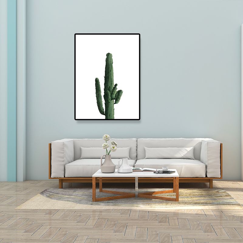 Tropical Plant Cactus Wall Art Green Textured Surface Canvas Print for Sitting Room