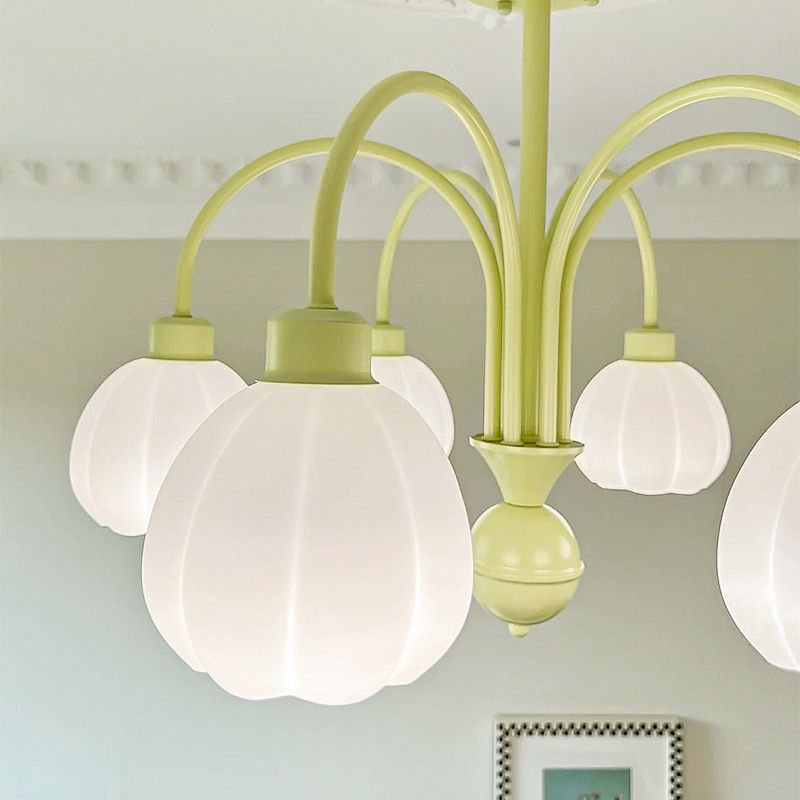 Nordic Glass Ceiling Light Green Flush Mount Lighting Fixture for Bedroom
