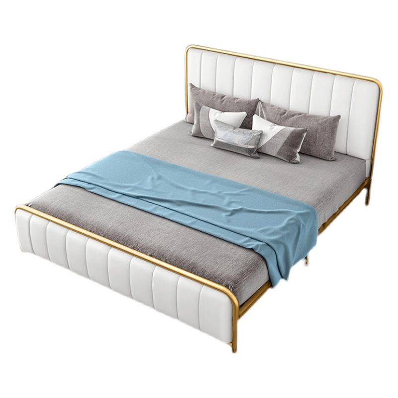 Metal Platform Bed 43.3" High Standard Bed with Upholstered Headboard