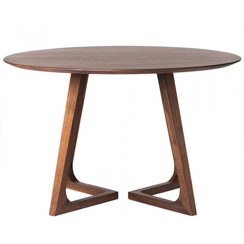 Modern Rubber Wood Table for Restaurant Dining Table with Double Wood Pedestal