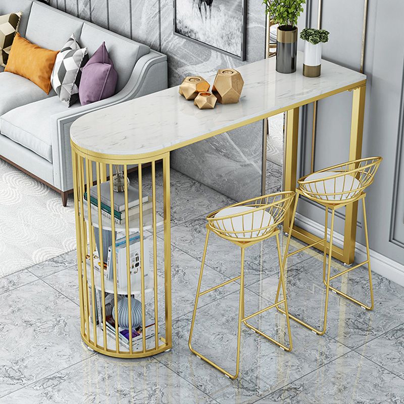 Glam 1/3 Pieces Bar Table Set Stone Counter Table with High Stools for Living Room