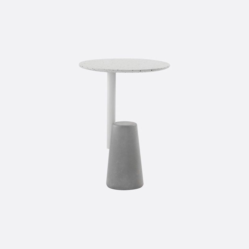 Modern Single Leg Base Solid Color Metal Round Top Coffee Table