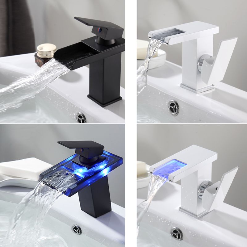Waterfall Spout Vessel Sink Faucet Single Handle Square Faucet