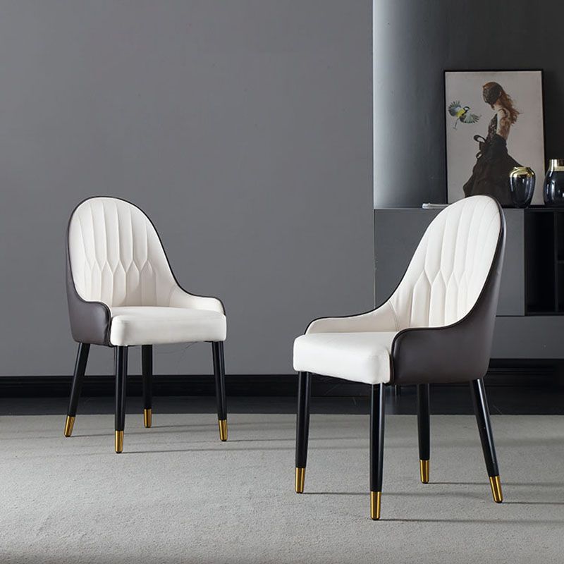 Solid Back Arm Side Chair Scandinavian Design Leather Dining Side Chair