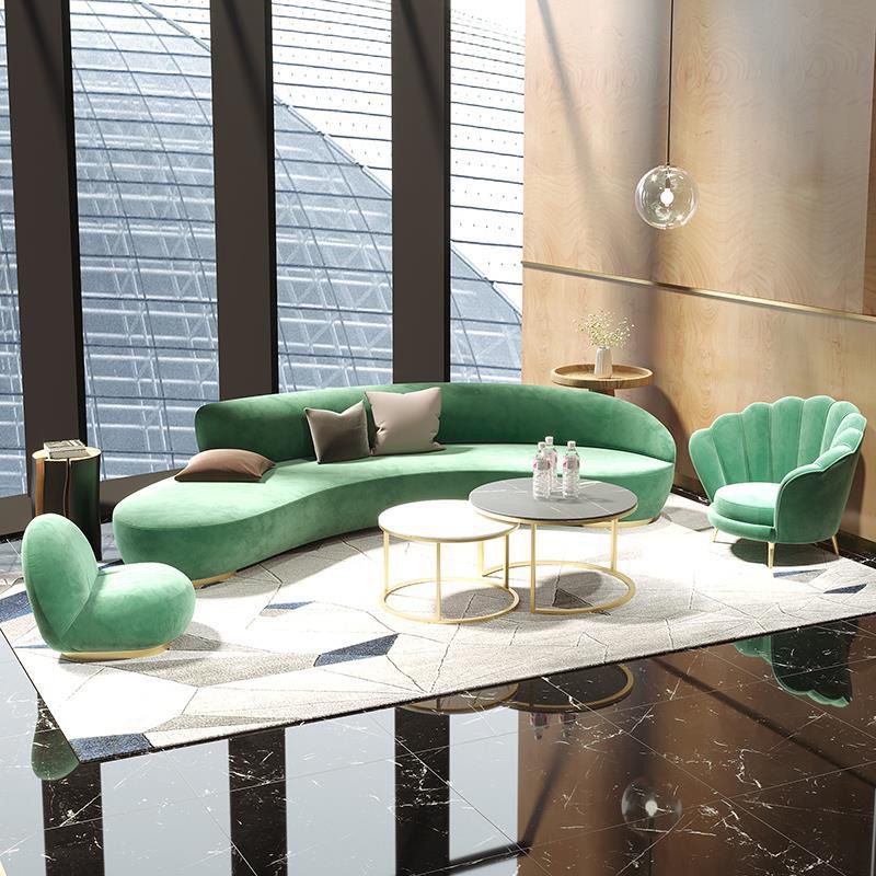 Modern Solid Color Sofa Tight Back Curved Loveseat for Living Room