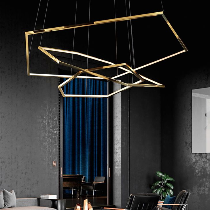 Gouden multi-tier kroonluchter verlichtingsarmatuur Minimalistisch LED-metalen ophanging Licht