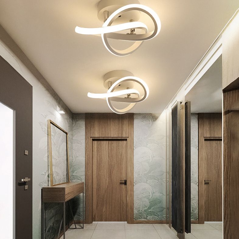 Modern Minimalism LED Ceiling Lighting Metal Geometric Frame Semi Flush Mount Lighting for  Hallway