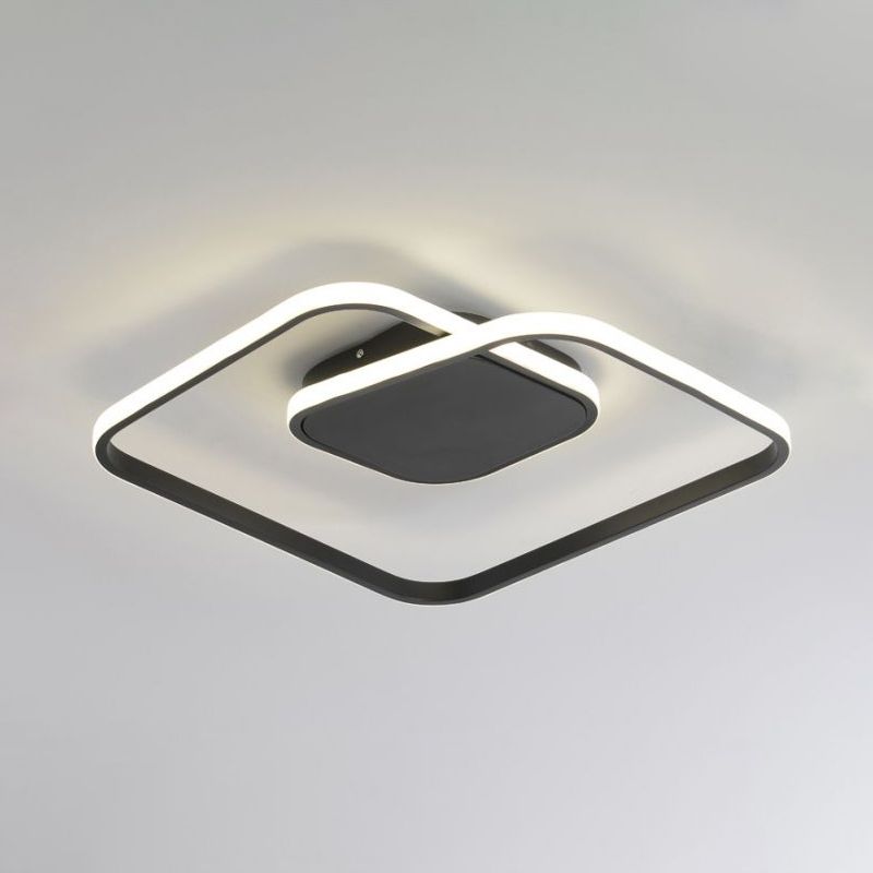 Plafonnier carré encastré contemporain acrylique blanc/noir/or plafonnier LED moderne pour chambre à coucher en blanc chaud/blanc