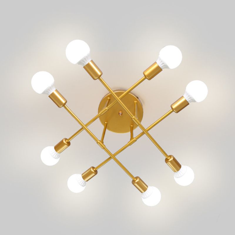 Bare Lampe Moderne minimalistische Deckenlampe Mehrleichtes Metal Semi Flush-Mount Light for Restaurants Cafés