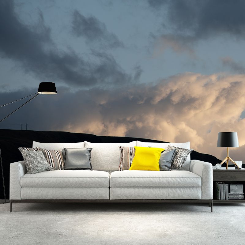 Simple Style Sky Mural Decal Stain Resistant Wallpaper for Living Room Wall Art