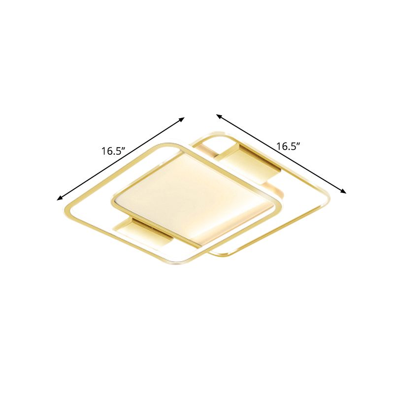 Gold Finish Dual Rhombus Flush Light Minimal 16.5"/20.5" Breite LED Metall Flush Lampe in warm/weiß Licht