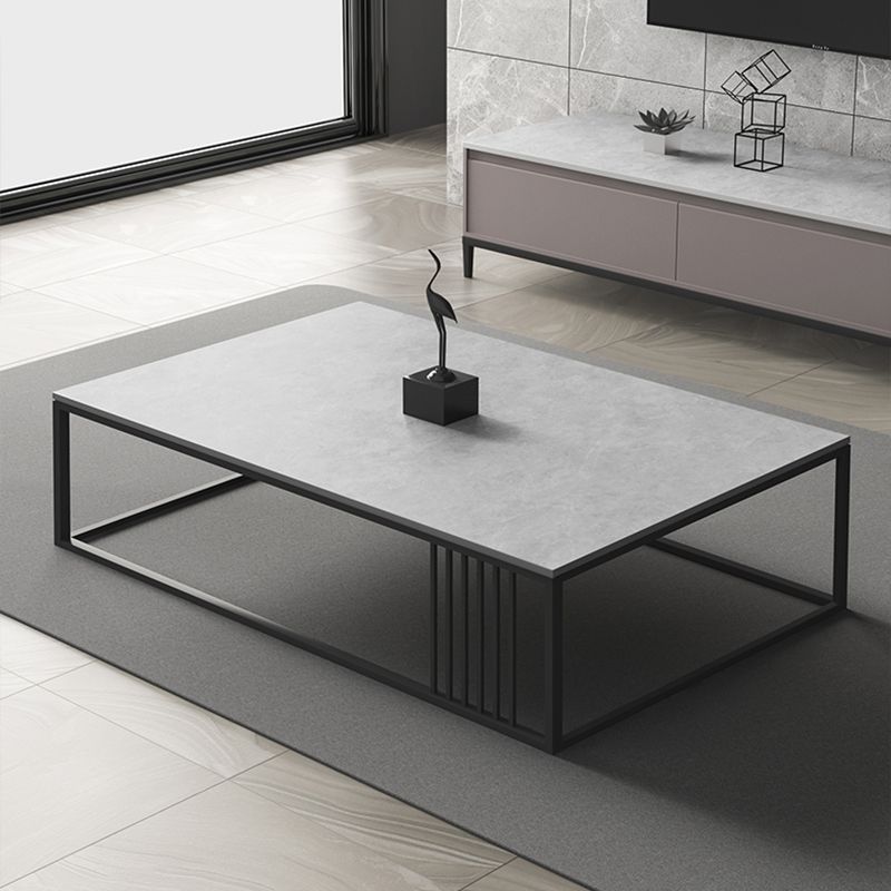 Single Coffee Table Slate Rectangular Coffee Cocktail Table Light Grey