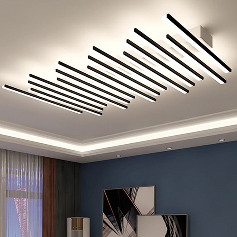 Luminaires encastrés en métal, plafonniers linéaires modernes pour chambre à coucher avec abat-jour en acrylique