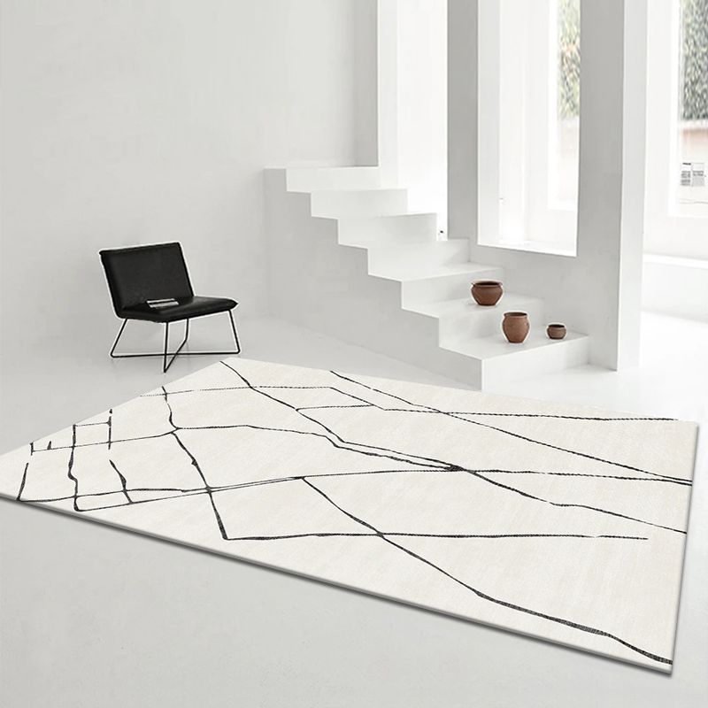 Apricot Modern Rug Blended Line Rug Non-Slip Backing Rug for Drawing Room