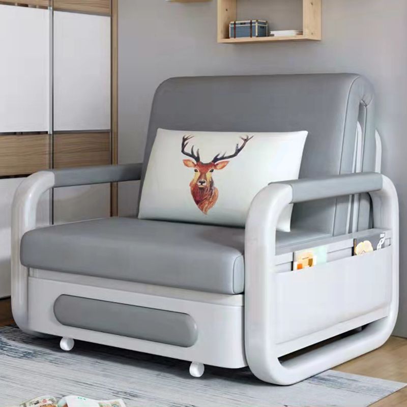 Tight Back Modern Square Arm Sofa Bed in Grey for Living Room