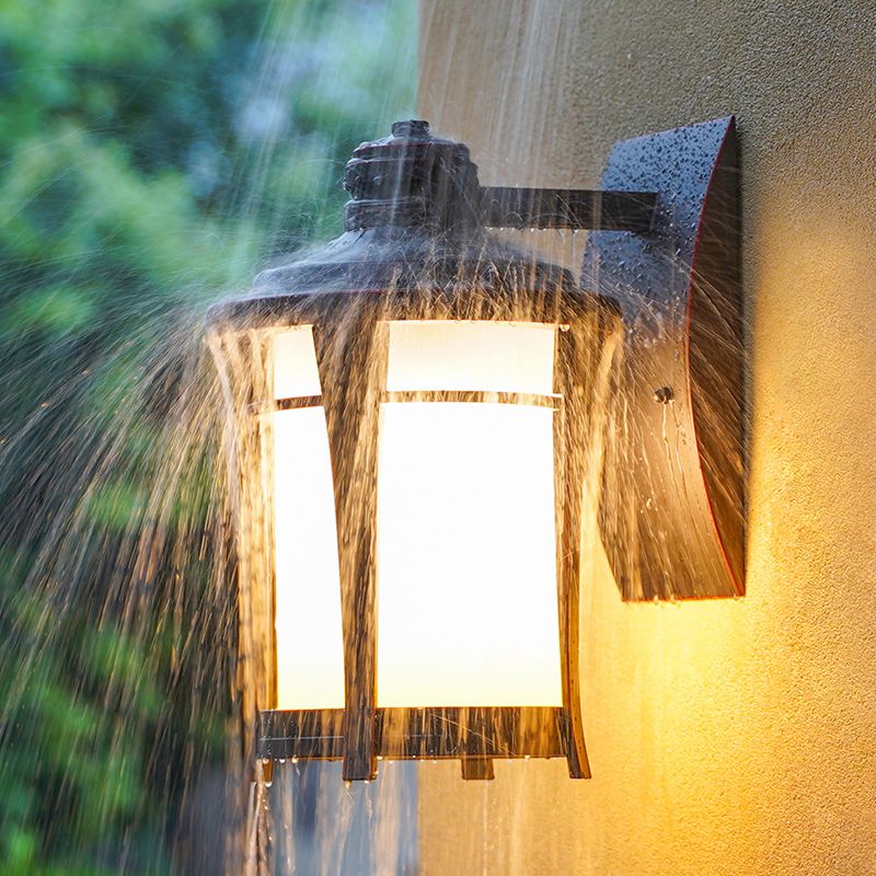 Half Cylinder Shape Glass Wall Lighting Industrial 1 Light Wall Mounted Light in Brown