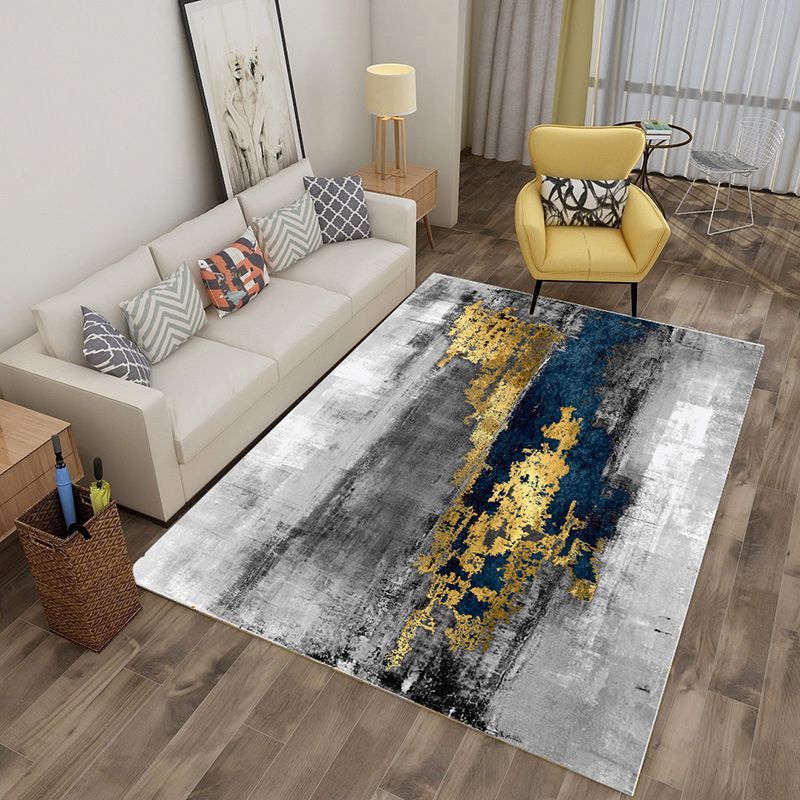 Green Stripe Rug Polyester Graphic Indoor Rug Stain Resistant Rug for Living Room