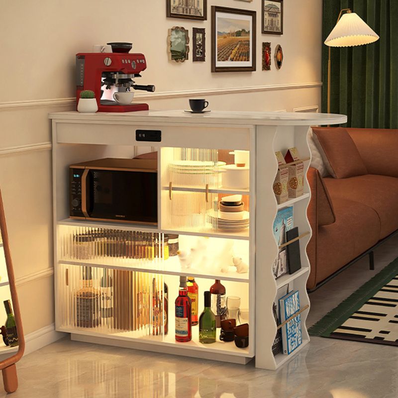 Contemporary Style 1/2 Pieces Stone Specialty Bar Table Set for Living Room