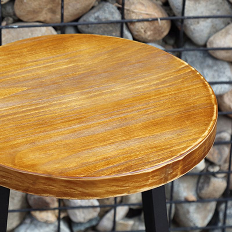 Solid Wood Bar Stool Contemporary Armless Dining Stool with Metal Base