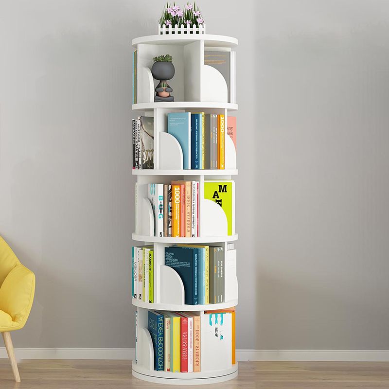 Modern Wooden Rotatable Storage Bookshelf Home Round Bookcase