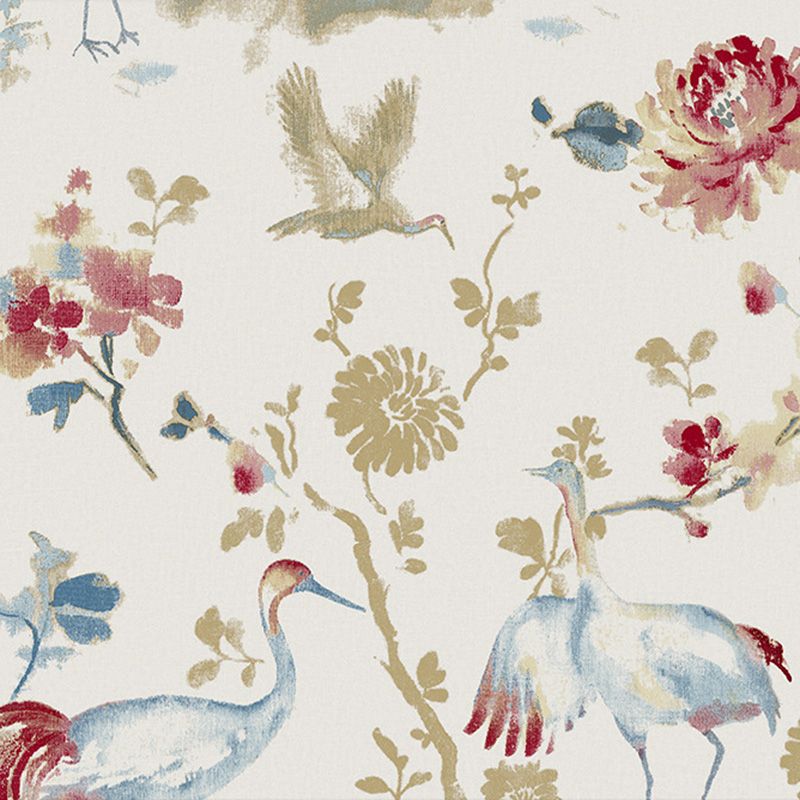 Rural Bird and Flower Wallpaper Roll for Home, 33' x 20.5" Wall Covering in Natural Color