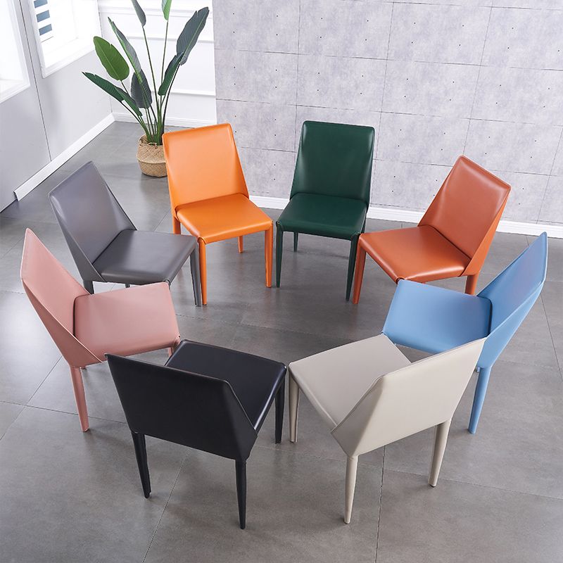 Silla de restaurante de cuero estilo diseñador, acabado mate, silla de comedor Parsons (juego de 2)