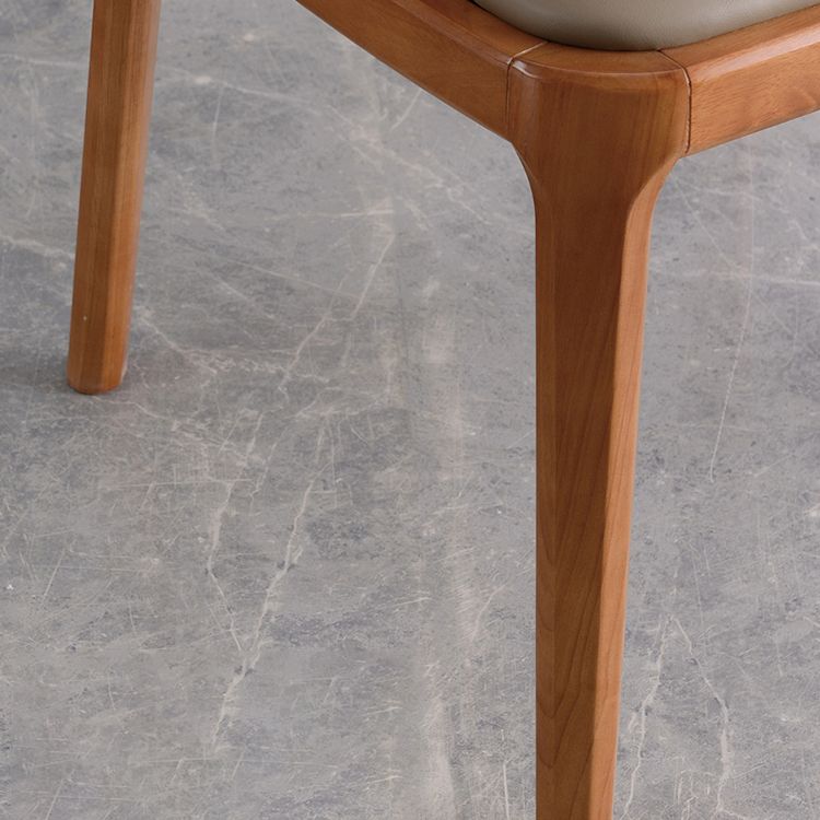 Contemporary Dining Arm Chair Faux Leather Dining Chair with Solid Wood Legs