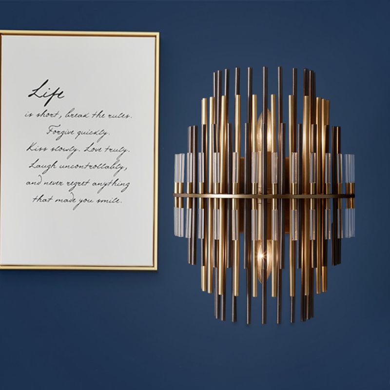 Chrome/Black Tiered Tubular Wall Mounted Lamp Retro Metallic 1 Light Wall Sconce Lighting