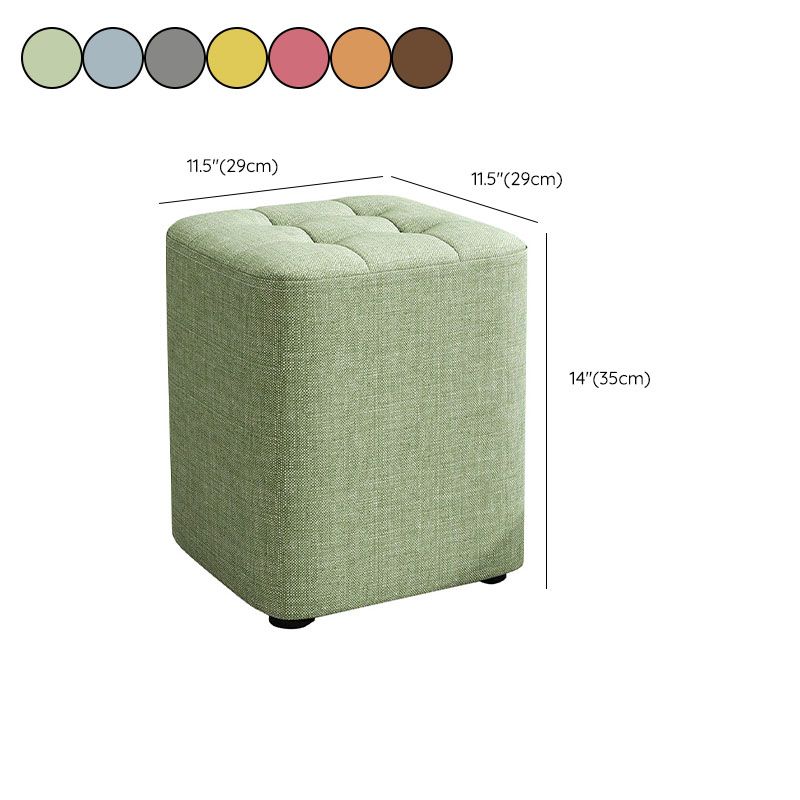 Modern Pouf Ottoman Cotton Upholstered Tufted Solid Color Square Ottoman