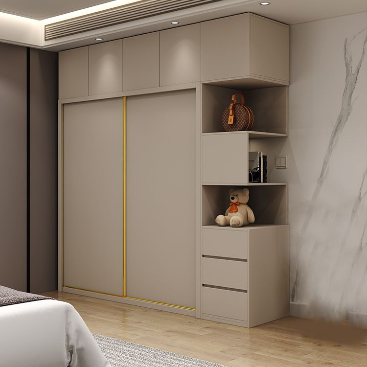 Contemporary Style Wardrobe Wooden Bedroom Wardrobe Closet with Clothes Rail