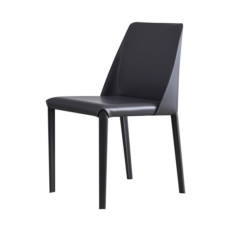 Contemporary Design Armless Side Chairs Leather Solid Back Dining Side Chair
