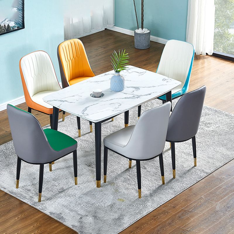 Chaises de salle à manger et d'appoint courbées en cuir contemporaines Parsons Chairs